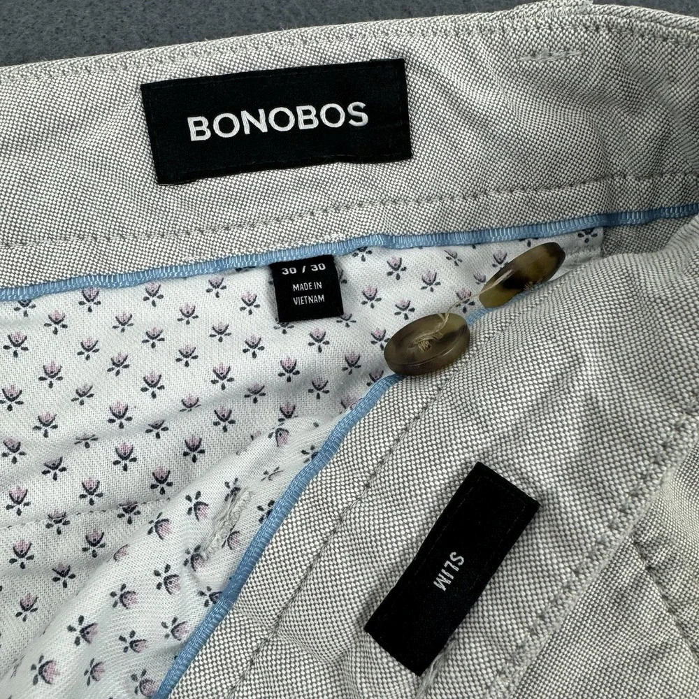 BONOBOS Mens Slim Fit cotton flat front chino pants‎ - 30/30 *ACTUAL 30/28